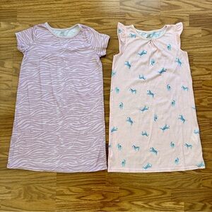 2x Carter’s Girls Size 8-10A Short Sleeve Nightgown Zebra Pink Purple EUC!